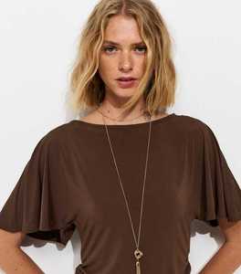 Camisetas tipo murciélago para mujer, de corte holgado, cuello redondo, estilo casual, para verano, se aceptan marcas privadas. - Product Image 1