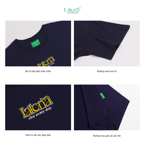 Camiseta de Manga Corta Extra Grande para Hombre, Color Azul Marino, con Estampado de Letras en la Parte Delantera, Cuello Redondo, Informal, de Algodón - Product Image 5