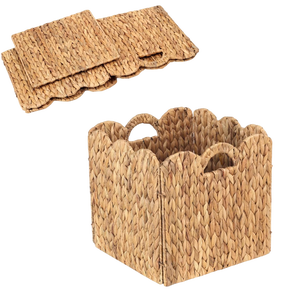 Wholesale Eco-friendly Water Hyacinth <b>Foldable</b> Scalloped Storage Cubes <b>Basket</b> for Organizing for Home & Kitchen from Vietnam - Product Image 2