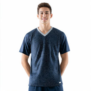 Haut en jersey maille filet pour homme, col en V, épaules tombantes, 100% polyester, coupe oversize, respirant, séchage rapide, 180g - Product Image 3