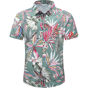 Chemises de plage pour hommes à sublimation, séchage rapide, chemises hawaïennes florales pour hommes, chemise hawaïenne à imprimé feuilles pour hommes - Product Image 1