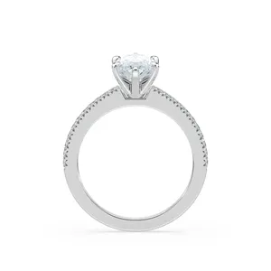 Elegante Anillo de Compromiso con Diamante Corte Marquesa, Oro Rosa, Piedras Laterales Pavé, Anillo de Boda, Joyería Nupcial de Lujo, Regalo de Cristal Fino - Product Image 4