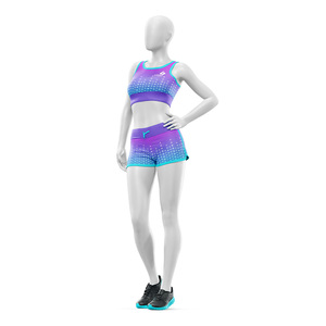Ensemble de yoga deux pièces pour femmes, dégradé de couleurs, soutien-gorge de sport et short, dos nageur, taille haute, respirant, en Spandex et Polyester - Product Image 1