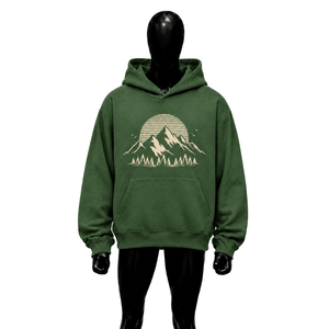 Sudadera con Capucha Oversize con Estampado Gráfico Green Mountain, Unisex, Estilo Urbano de Invierno, Informal, Venta al por Mayor de Moda - Product Image 1