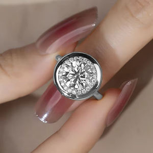 10k 14k White Gold Round Cut Lab Grown Loose <b>Diamond</b> Halo Setting Engagement Bridal wedding Ring <b>Diamond</b> Ring For Her - Product Image 5