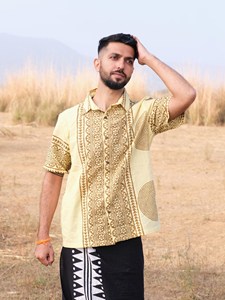 Men Hand Block Printed Cotton Short Sleeve <b>Shirt</b> Men’s Casual Summer Wear Sustainable Artisanal Festive Outfit Top - Product Image 4