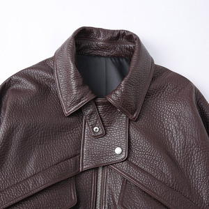 2025 New High Quality <b>Lady</b> Loose Motorcycles Real Sheepskin Leather Bomber <b>Jacket</b> Zip Lapel Women Genuine Leather <b>Jacket</b> - Product Image 5