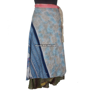 Nuevo Sari de Seda Vintage para Mujer, Prenda de Dos Capas para la Playa, Falda Larga Reversible, Vestido Largo Mágico, Estilo Bohemio, Hippie, Gitano - Product Image 1