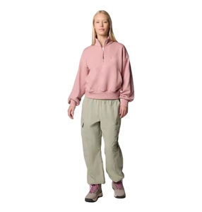 Sweat-shirt long pour femme en jersey non tissé imperméable, à col ras du cou, demi-zip, avec poches kangourou, à sequins et cristaux, côtelé et anti-plis - Product Image 6