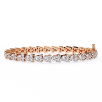 Bracelet tennis en or rose avec diamants de laboratoire taille brillant rond, bijoux pour femme, cadeau de fiançailles et de mariage, diamant en argent 92,5