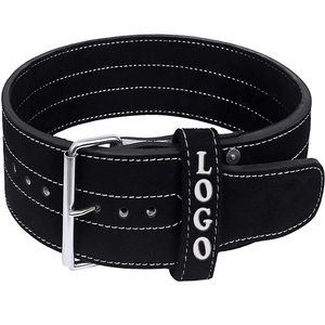 Ceinture de musculation en cuir de vachette noire, réglable avec fermeture auto-agrippante, unisexe, respirante, antidérapante, protection professionnelle pour la taille - Product Image 1