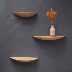 Estantes de Pared Flotantes de Madera de Acacia Natural, Juego de 3, Organizador de Almacenamiento y Exhibición para Decoración del Hogar, Venta al Por Mayor - Product Image 5