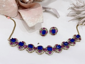 Alluring Premium Quality <b>Silver</b> Plated Classic Designer <b>Necklace</b> <b>Set</b> with Earrings for Wedding Party Function Wear Collection - Product Image 3