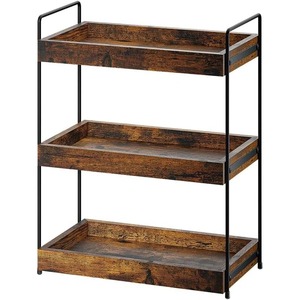Organizador de especias rústico de madera de 3 niveles, adecuado para condimentos y hierbas, crea una cocina ordenada y bien organizada. Venta al por mayor desde India. - Product Image 1