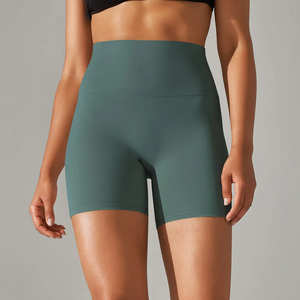 Shorts de yoga taille haute sans couture pour femme, couleur unie, en Spandex Modal, taille élastique, pour entraînement sportif et fitness, 220g, longueur courte - Product Image 3