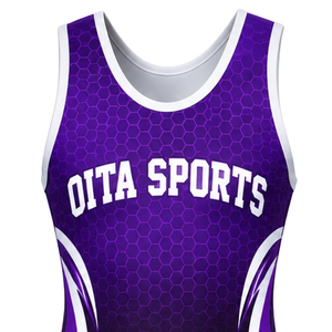 Singlet de Lucha Sublimado Morado y Negro para Hombre, Uniforme de Lucha de Poliéster sin Mangas, Ropa para Entrenamiento, Competencia y Partido - Product Image 4