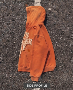 Sweat à capuche zippé pour homme, style streetwear hiver, broderie effet usé, coupe oversize, 400 gsm, pour homme et femme - Product Image 3