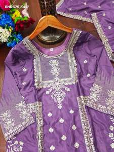 Proveedor de Trajes Sharara de la Mejor Calidad de Exportación India, en Tela Crepé Natural con Bordado de Lentejuelas, de Surat, a Precio de Mayoreo - Product Image 5