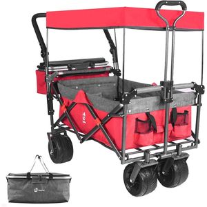All Terrain Brake 140L Foldable Collapsible Wagon Cart with Removable Canopy for <b>Camping</b> - Product Image 1