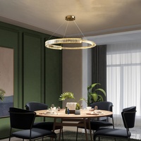 Lustre en cristal de luxe pour salon, lampe suspendue à LED à 3 couleurs changeantes