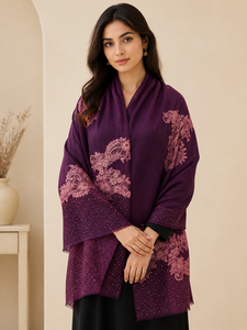 Long Lace and Heavy Stone Work Breathable & Durable Scarf for Women All Seasons Fashion Elegant <b>Shawl</b> <b>Wrap</b> - Product Image 4