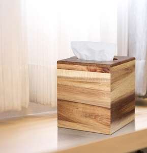 Cajas de pañuelos de madera 100% natural, suministros de almacenamiento de escritorio, proveedor mayorista de cajas cuadradas naturales personalizadas - Product Image 6