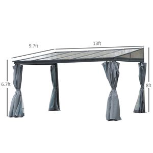 Gazebo da Giardino con Telaio in Acciaio 13FT X 10FT, Tetto Inclinato in Policarbonato e Tenda in Rete Metallica - Product Image 2