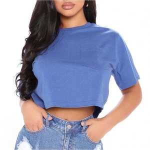 Camiseta Corta Informal de Algodón, Manga Corta, Corte Holgado, Top Corto de Moda para Mujer, Ropa Urbana de Verano, OEM - Product Image 1