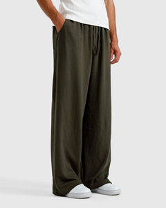 Pantalon de jogging décontracté pour homme, vert olive, coupe large, taille élastique, léger, en coton, polaire imperméable, respirant, écologique - Product Image 6
