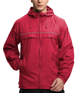 Men's Green Hooded Windproof Rain Jacket With Zipper Closure And Pockets Casual Spring Outdoor Wear Lightweight Polyester Coat - Product Image 6