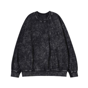 เสื้อสเวตเชิ้ตผู้ชายสไตล์วินเทจสีดำฟอกยีนส์ ผ้าฝ้าย 100% ทรงลำลองปักลายรักษ์โลก เหมาะสำหรับกิจกรรมกลางแจ้งในฤดูใบไม้ร่วง - Product Image 1