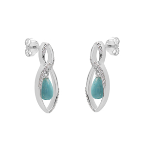 Boucles d'oreilles pendantes géométriques en argent sterling S925 avec pierre précieuse turquoise sertie clos, bijoux fins minimalistes pour femme, à porter au quotidien - Product Image 2