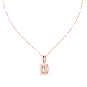Pendentif halo en or rose 10 carats avec diamant de laboratoire taille émeraude de luxe pour femme - Product Image 5