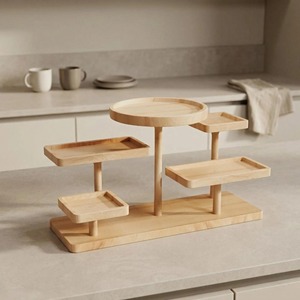 3 Tier Round <b>Wooden</b> Display Organizer For Perfumes Cakes Shop Display Party Decoration And Tabletop Serving Stand From India - Product Image 2