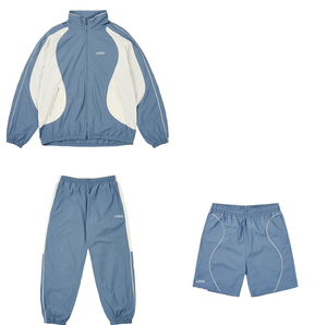 Veste de sport rétro à col montant avec fermeture éclair personnalisée, veste de survêtement légère en nylon softshell pour homme, coupe-vent, ensemble 3 pièces - Product Image 2