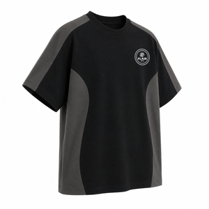 T-shirt surdimensionné premium pour homme |   T-shirt streetwear gris anthracite |   T-shirt de sport décontracté OEM personnalisé en tissu éponge 100% coton - Product Image 4