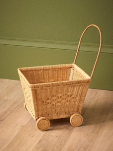 Handwoven Rattan <b>Doll</b> Stroller Rattan Toy Pram Wicker Baby Carriage Pretend <b>Play</b> Nursery Decor Gift OEM ODM Factory - Product Image 6
