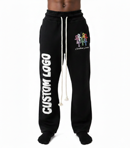 Men's Customized Cotton Formal Sweatpants Elastic Waist Zipper Fly Side Pockets Midweight Knitted Autumn Wear Eco-Friendly - Product Image 1