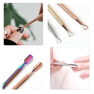 Juego de Herramientas de Metal de Doble Punta para Empujar Cutículas, Instrumento de Manicura Reutilizable con Acabado en Oro Rosa - Product Image 3