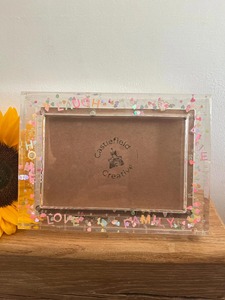 Clear Resin Photo <b>Frame</b> with Family Words, Laugh Live Love Family Home Pastel Heart Glitter Picture <b>Frame</b> Gifts REHMAN CRAFT - Product Image 2