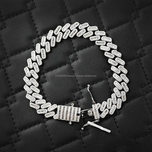 Pulsera de Lujo con Doble Hilera de Eslabones en Forma de Espina de Pescado, con Diamantes Cultivados en Laboratorio, Color VVS D, Totalmente Cubierta de Piedras, Joyería de Alta Gama - Product Image 1