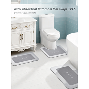 3pcs <b>Magic</b> Quick Drying Bath Mat <b>Set</b> ABSORBENT Non-Slip Floor Rug with Rubber Backed for Bathroom Kitchen Shower Sink - Product Image 2
