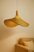 Suspension en bambou tressé à la main, abat-jour en forme de vague, 40 cm, réglable, douille E27 E26, lampe de plafond en rotin naturel, fournisseur