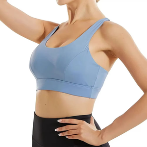 Sujetador Deportivo Turquesa para Mujer, Transpirable, de Punto, con Spandex y Poliéster, con Soporte, para Entrenamiento y Fitness, Color Sólido, Estilo Deportivo - Product Image 1