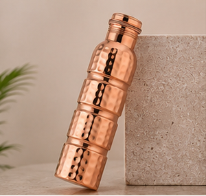 Copper <b>Water</b> <b>Bottle</b> Handcrafted Hammered Finish Portable Minimalist Design Travel Use - Product Image 1