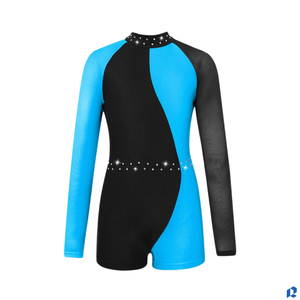 Traje de Ballet para Niñas, Mono de Manga Larga y Pantalones Cortos, 100% Poliéster Elástico, Diseño Personalizado ODM, Venta al Por Mayor - Product Image 2