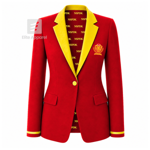 Custom NSPDK sorority Blazer embroidered logo red and gold Polyester Lining with Printed <b>Repeating</b> logo for female - Product Image 1