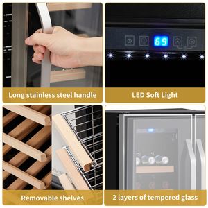 Frigorifero per Vini e Bevande a Doppia Zona, Capacità 34 Bottiglie, Controllo Temperatura Indipendente, Porta in Vetro, Mini Frigo con Batteria Integrata - Product Image 6