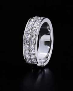 925 <b>Silver</b> Rhodium Plated Moissanite <b>Eternity</b> Band Round Brilliant Cut Claw Set Wedding <b>Ring</b> - Product Image 2