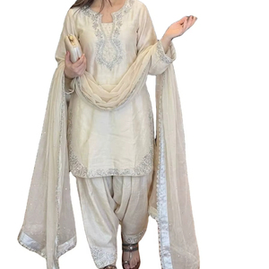 Designer Elegant Party Wear Pure Glass Satin Top & Palazzo Dupatta Set Embroidery Sequence Work Rivet Moti Work Quick Dry <b>Kurta</b> - Product Image 1